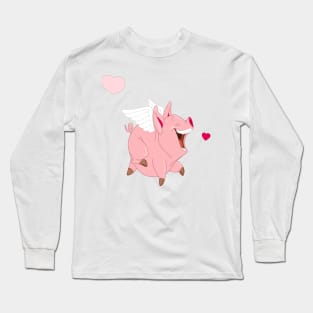 Happy hop hop pig Design Long Sleeve T-Shirt